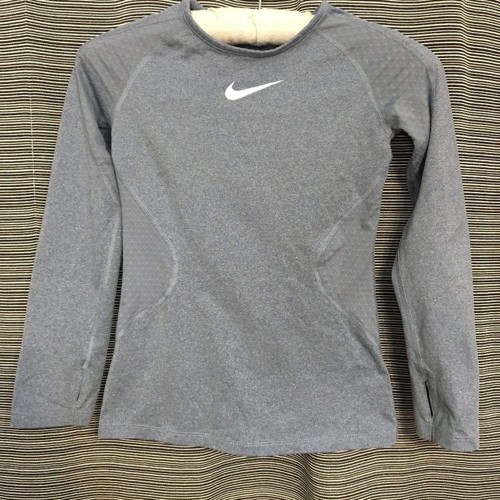 Nike Kids Dri-Fit Grey Heather Long Sleeve Top Size Small